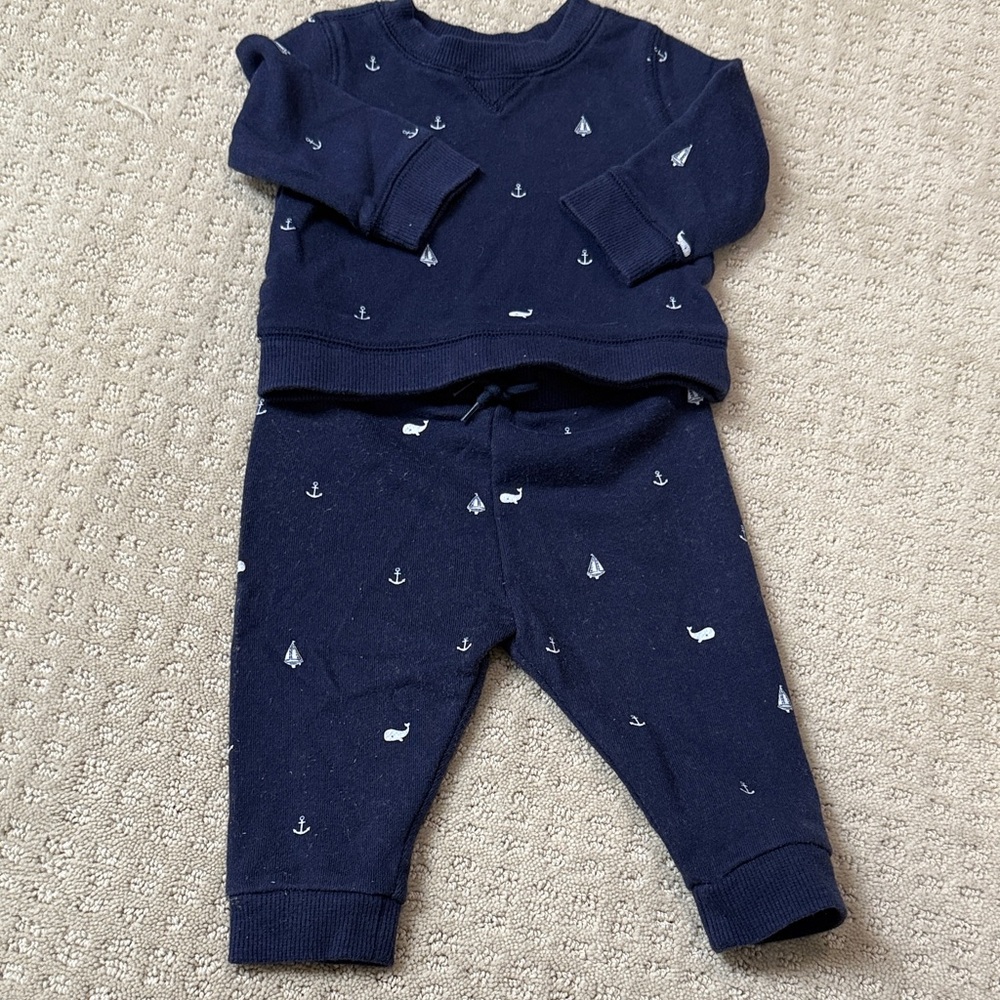 Janie and Jack Navy Blue Nautical Baby Matching Sweat pant & Sweatshirt